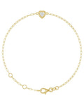 Pulseira Coração e Elos Clipe Elos em Ouro 14k com Diamantes Naturais
