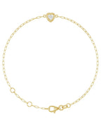 Pulseira Coração e Elos Clipe Elos em Ouro 14k com Diamantes Naturais