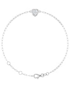 Pulseira Coração e Elos Clipe Elos em Ouro 14k com Diamantes Naturais