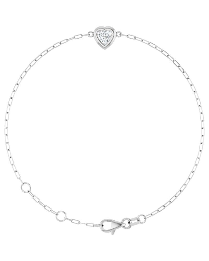 Pulseira Coração e Elos Clipe Elos em Ouro 14k com Diamantes Naturais
