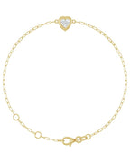 Pulseira Coração e Elos Clipe Elos em Ouro 14k com Diamantes Naturais