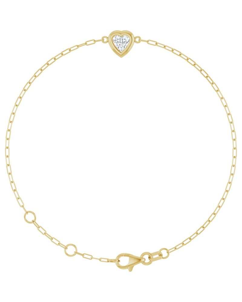 Pulseira Coração e Elos Clipe Elos em Ouro 14k com Diamantes Naturais