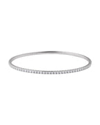 Bracelete Rígido Flexível Meio Cravejado em Ouro 14k com Diamantes de Laboratório