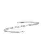 Bracelete Rígido Flexível Meio Cravejado em Ouro 14k com Diamantes de Laboratório