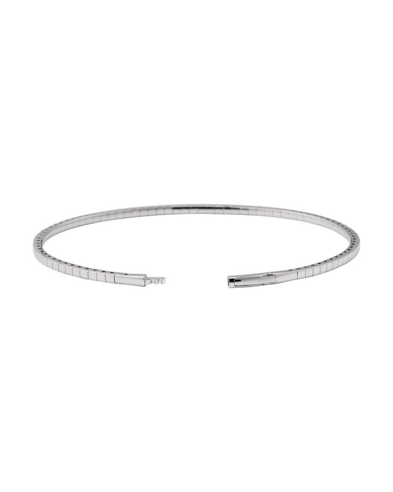 Bracelete Rígido Flexível Meio Cravejado em Ouro 14k com Diamantes de Laboratório