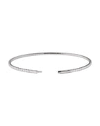Bracelete Rígido Flexível Meio Cravejado em Ouro 14k com Diamantes de Laboratório