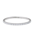Bracelete Rígido Flexível Meio Cravejado em Ouro 14k com Diamantes de Laboratório