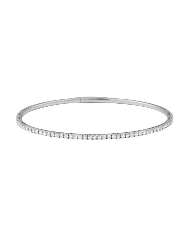 Bracelete Rígido Flexível Totalmente Cravejado em Ouro 14k com Diamantes de Laboratório