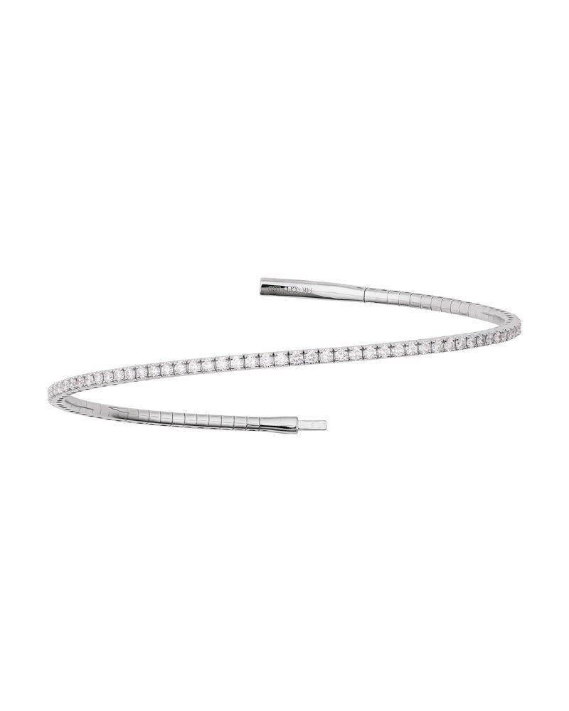Bracelete Rígido Flexível Totalmente Cravejado em Ouro 14k com Diamantes de Laboratório