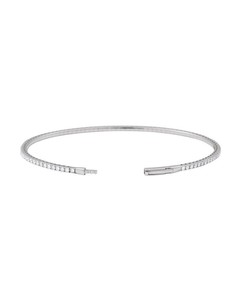 Bracelete Rígido Flexível Totalmente Cravejado em Ouro 14k com Diamantes de Laboratório