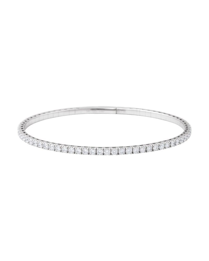 Bracelete Rígido Flexível Totalmente Cravejado em Ouro 14k com Diamantes Naturais