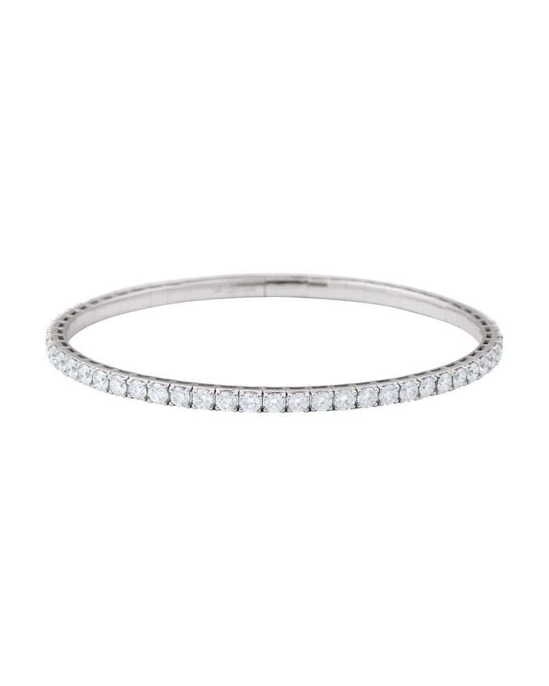 Bracelete Rígido Flexível Totalmente Cravejado em Ouro 14k com Diamantes Naturais