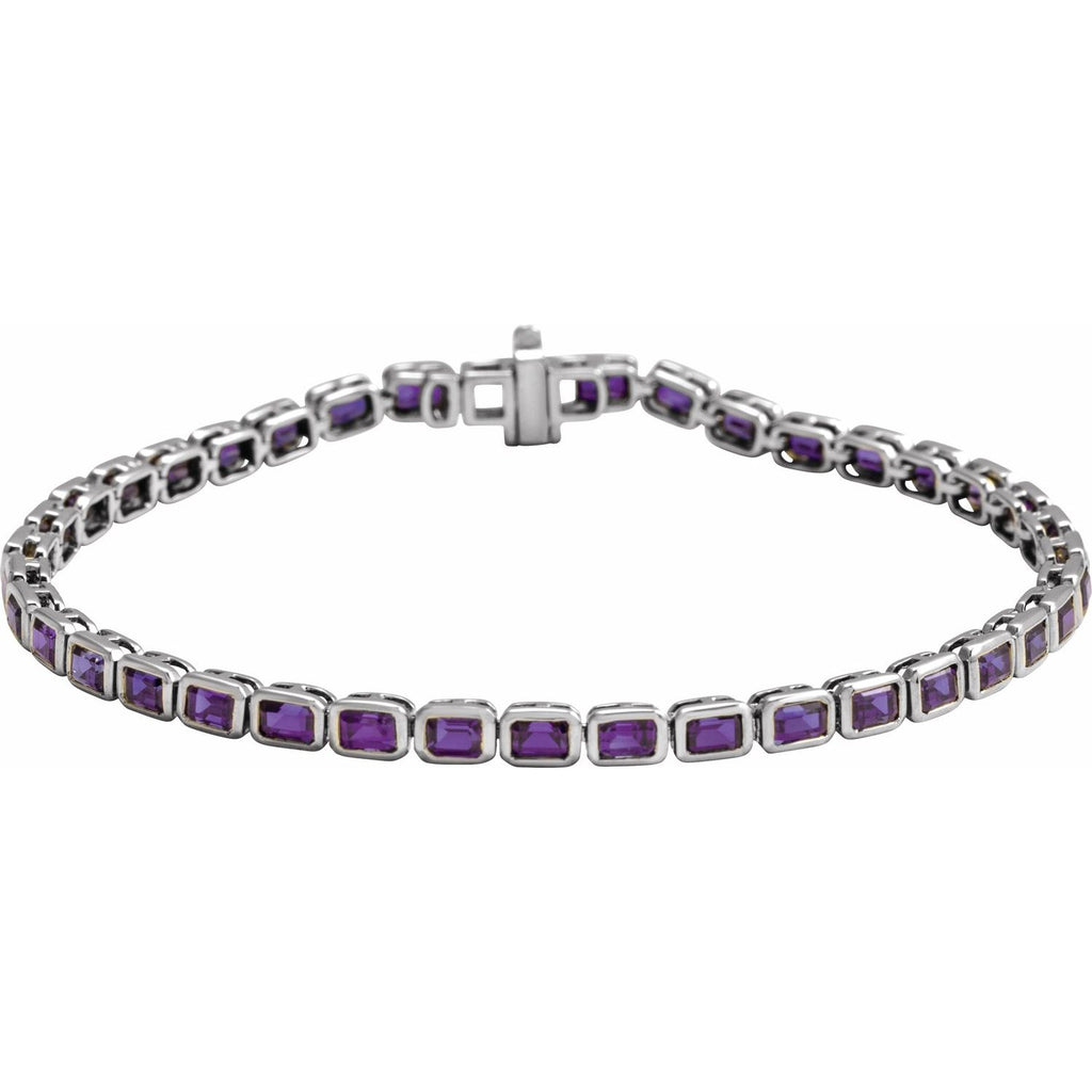 Pulseira riviera ametista – Ouro Branco 14k