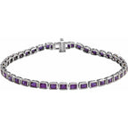 Pulseira riviera ametista – Ouro Branco 14k
