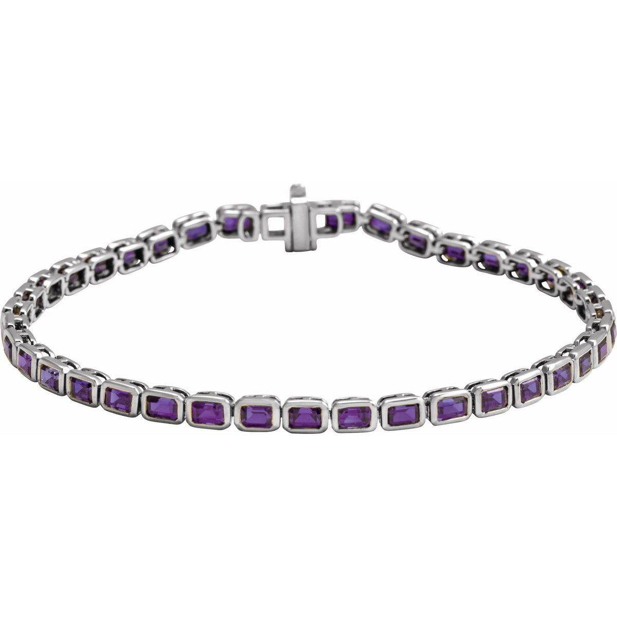 Pulseira riviera ametista – Ouro Branco 14k