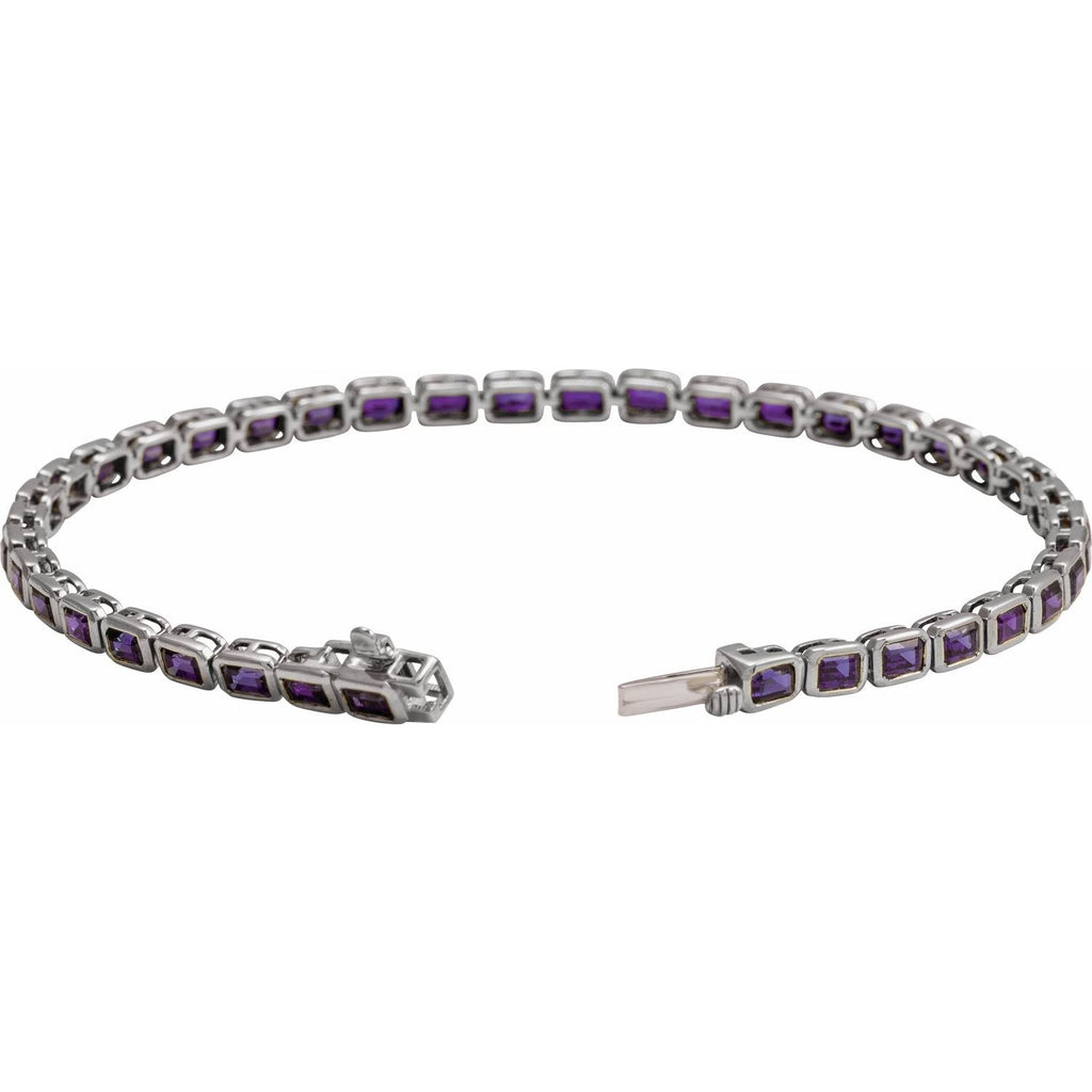 Pulseira riviera ametista – Ouro Branco 14k