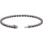 Pulseira riviera ametista – Ouro Branco 14k