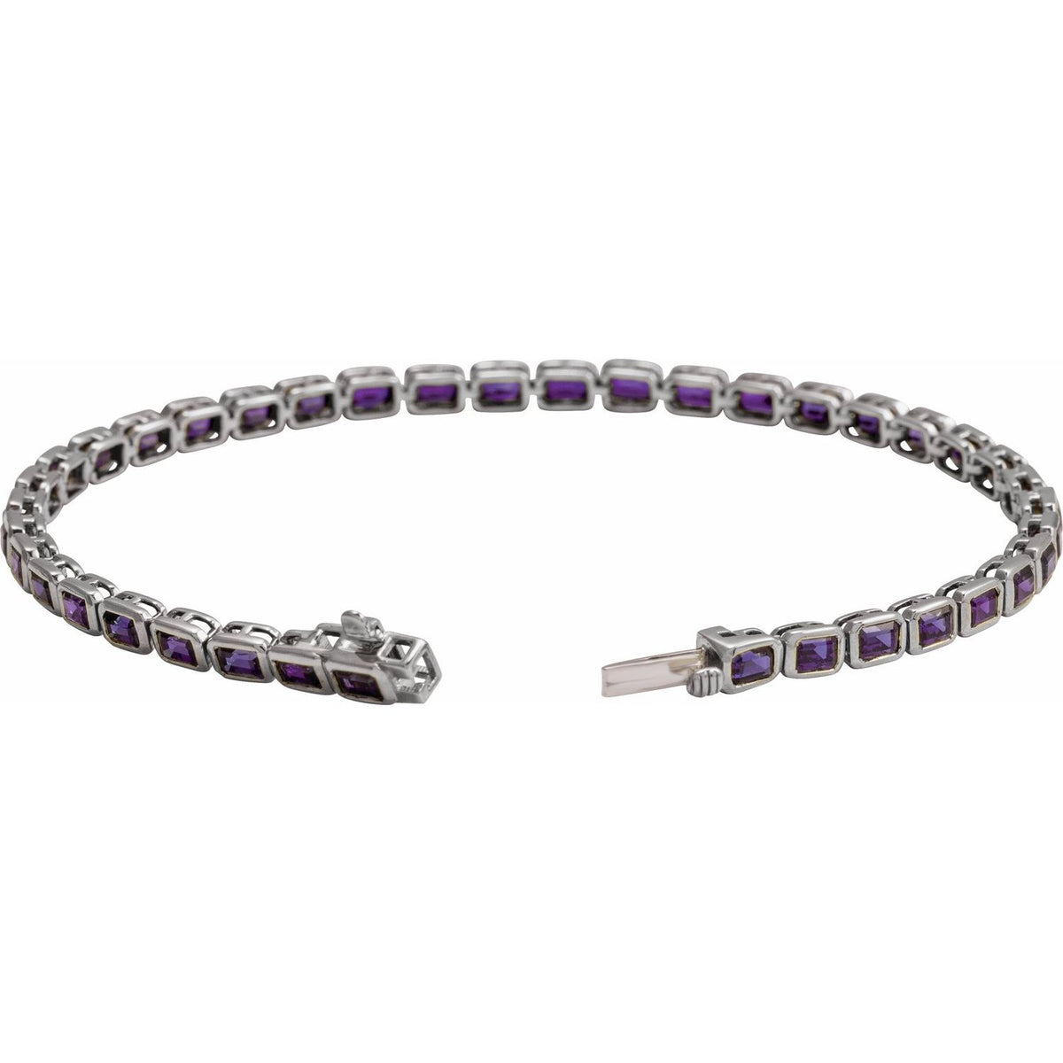 Pulseira riviera ametista – Ouro Branco 14k