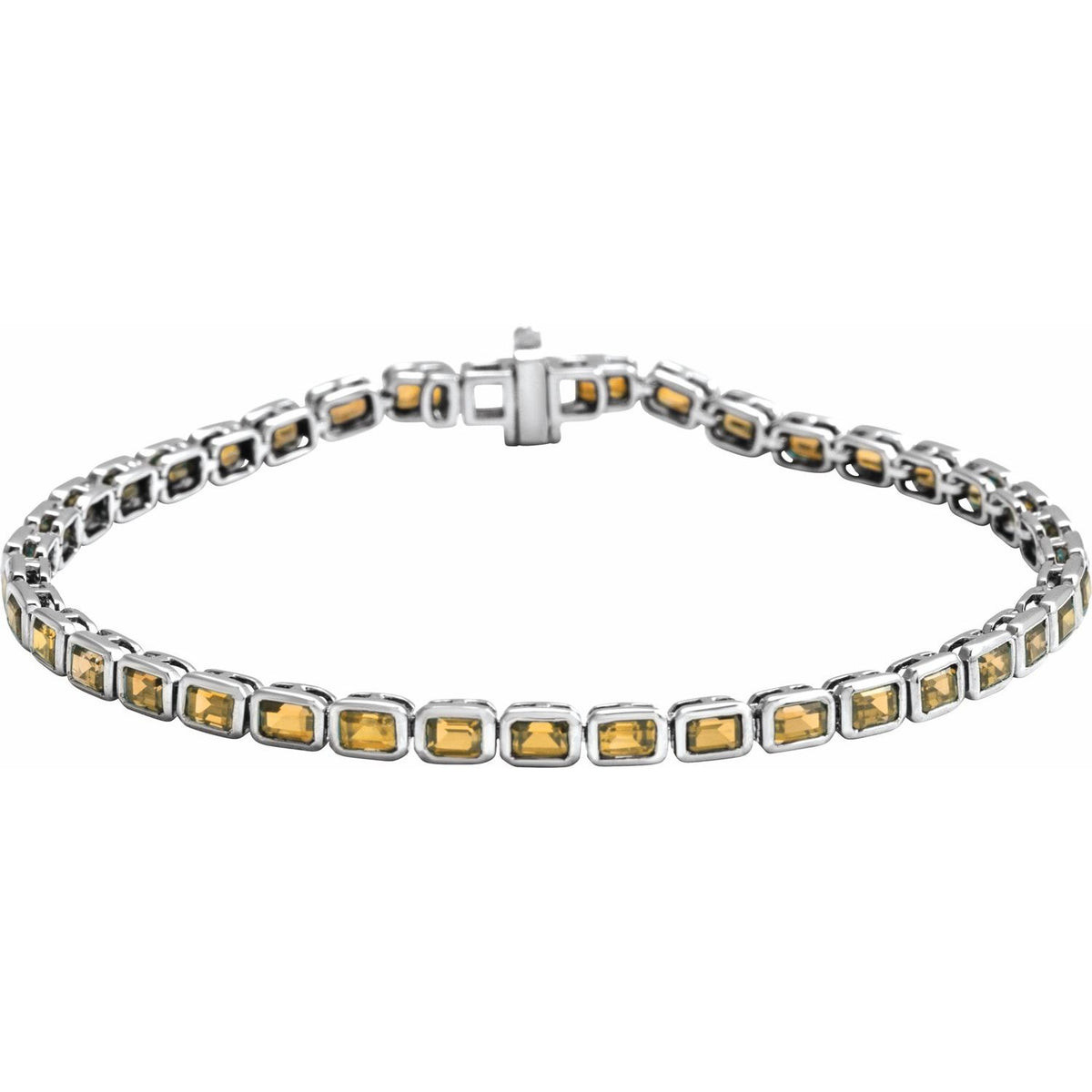 Pulseira riviera citrino – Ouro Branco 14k