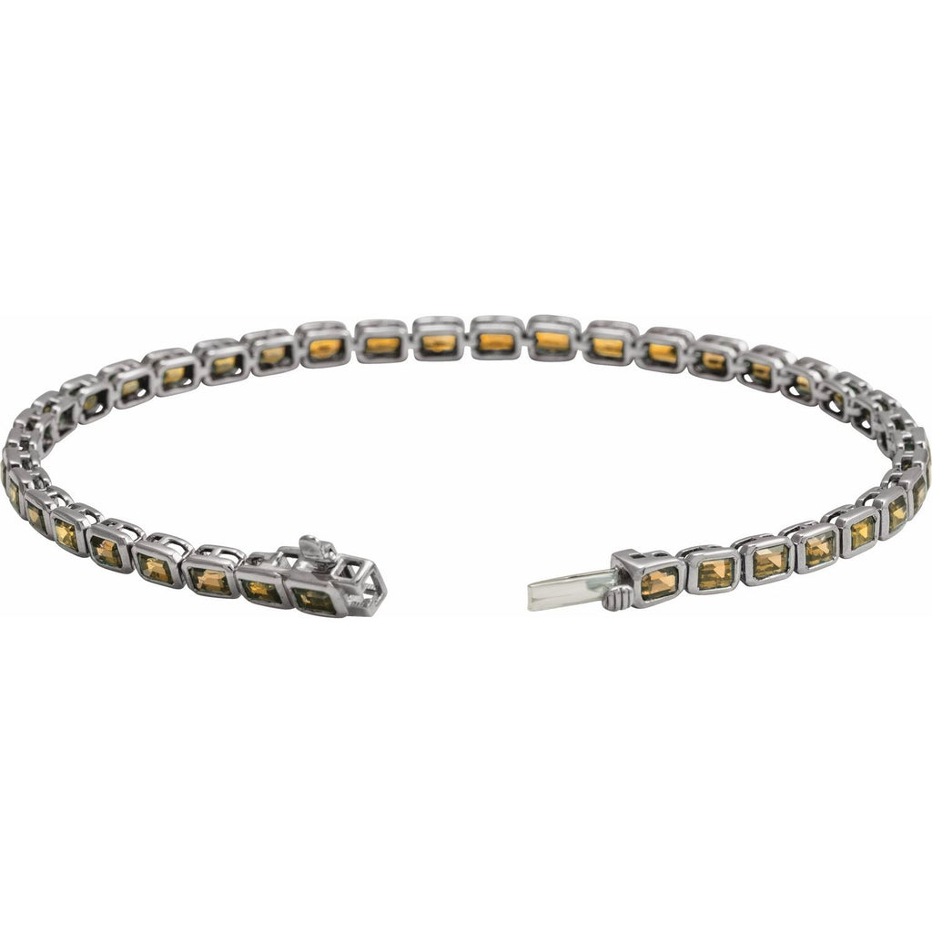 Pulseira riviera citrino – Ouro Branco 14k
