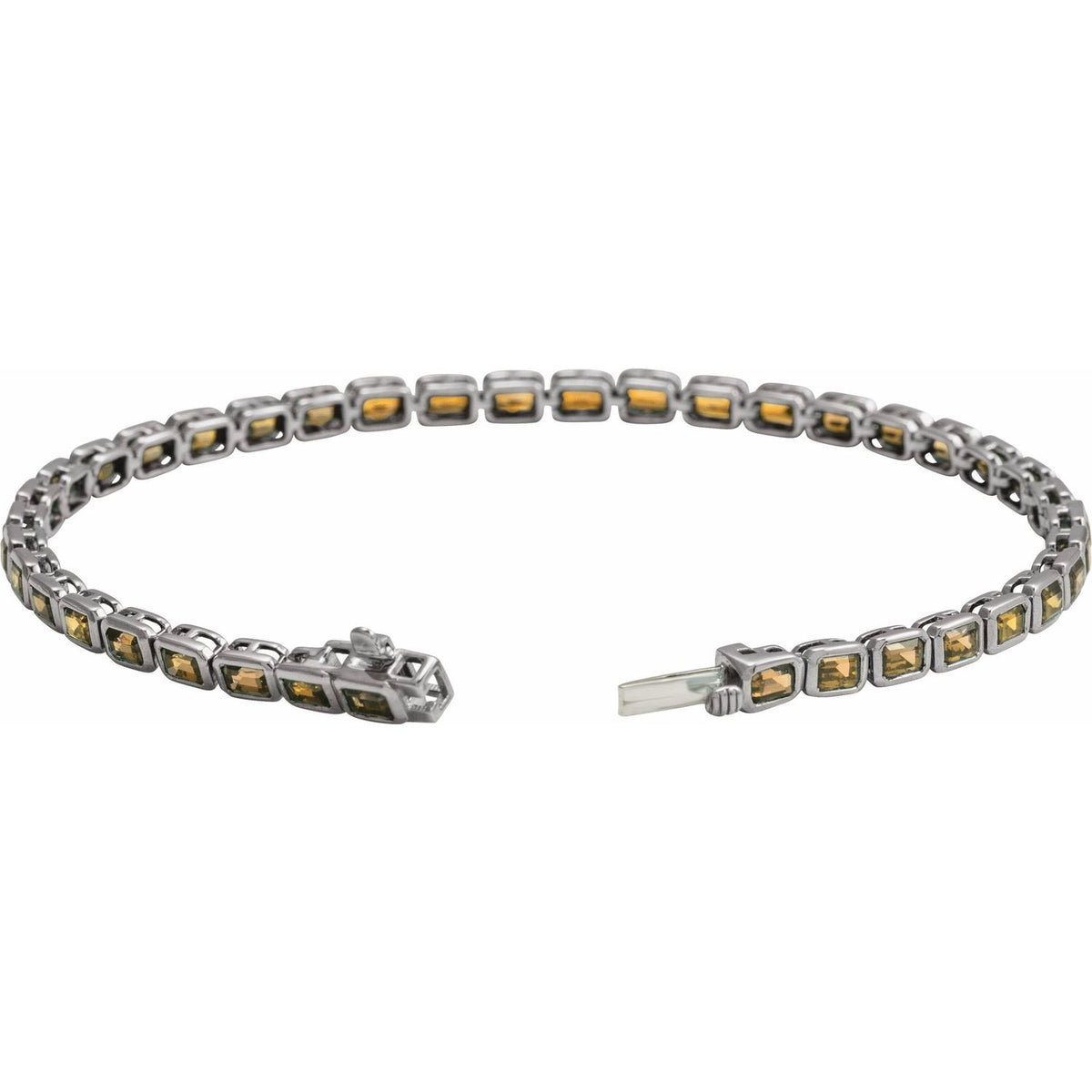 Pulseira riviera citrino – Ouro Branco 14k