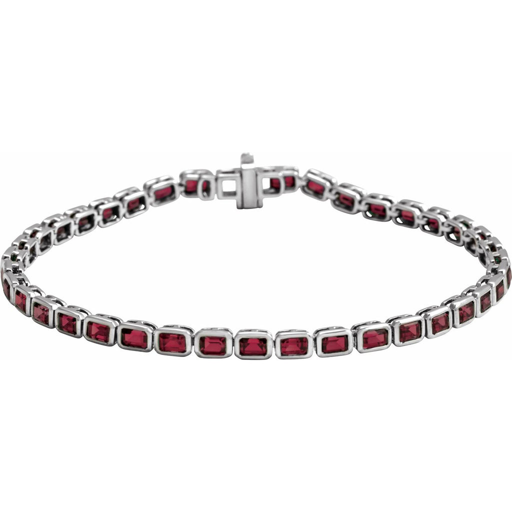 Pulseira riviera granada – Ouro Branco 14k