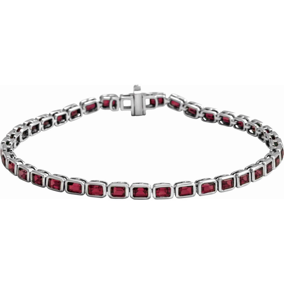 Pulseira riviera granada – Ouro Branco 14k