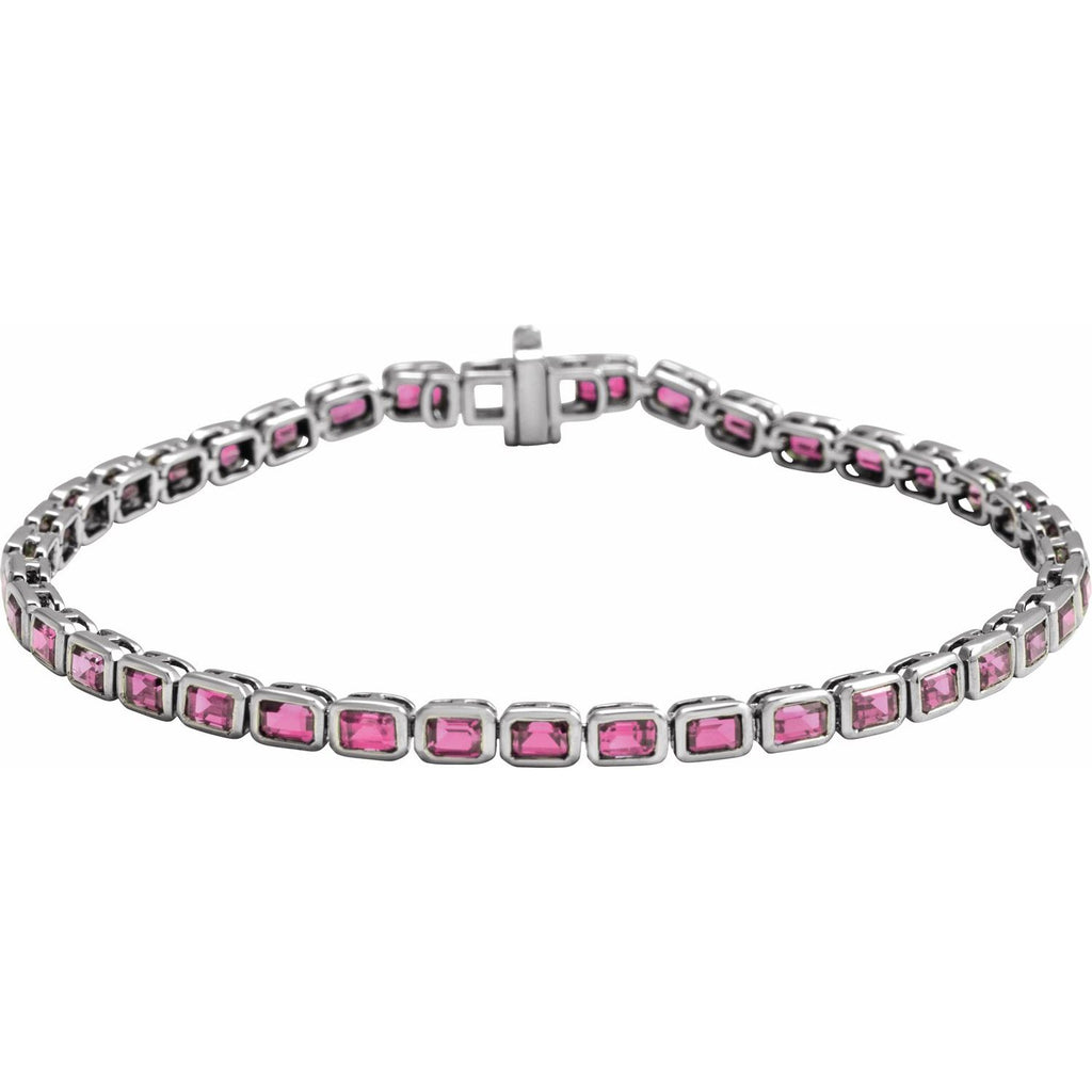 Pulseira riviera turmalina rosa – Ouro Branco 14k