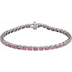 Pulseira riviera turmalina rosa – Ouro Branco 14k