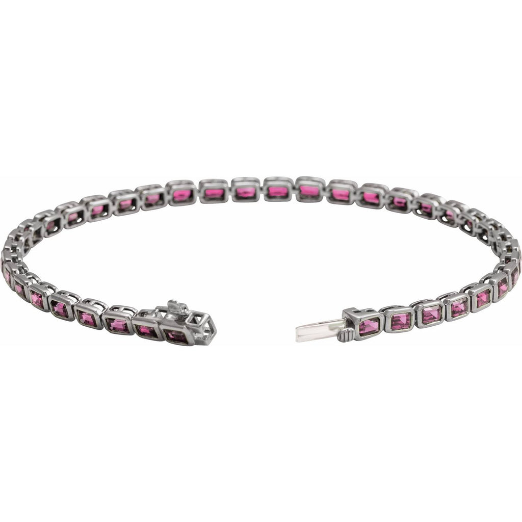 Pulseira riviera turmalina rosa – Ouro Branco 14k