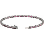 Pulseira riviera turmalina rosa – Ouro Branco 14k
