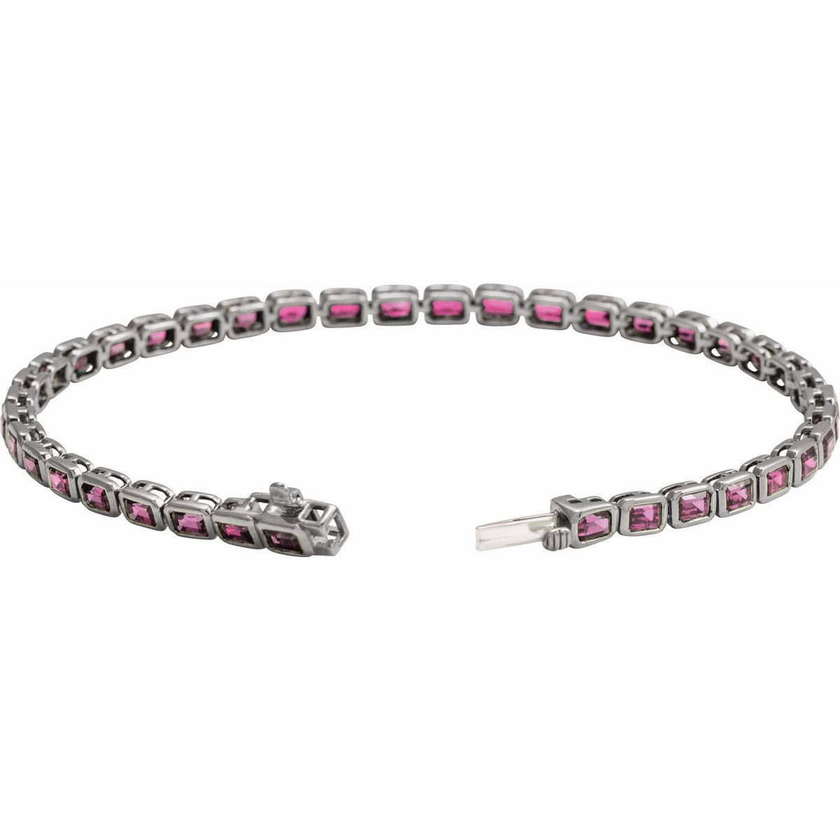 Pulseira riviera turmalina rosa – Ouro Branco 14k