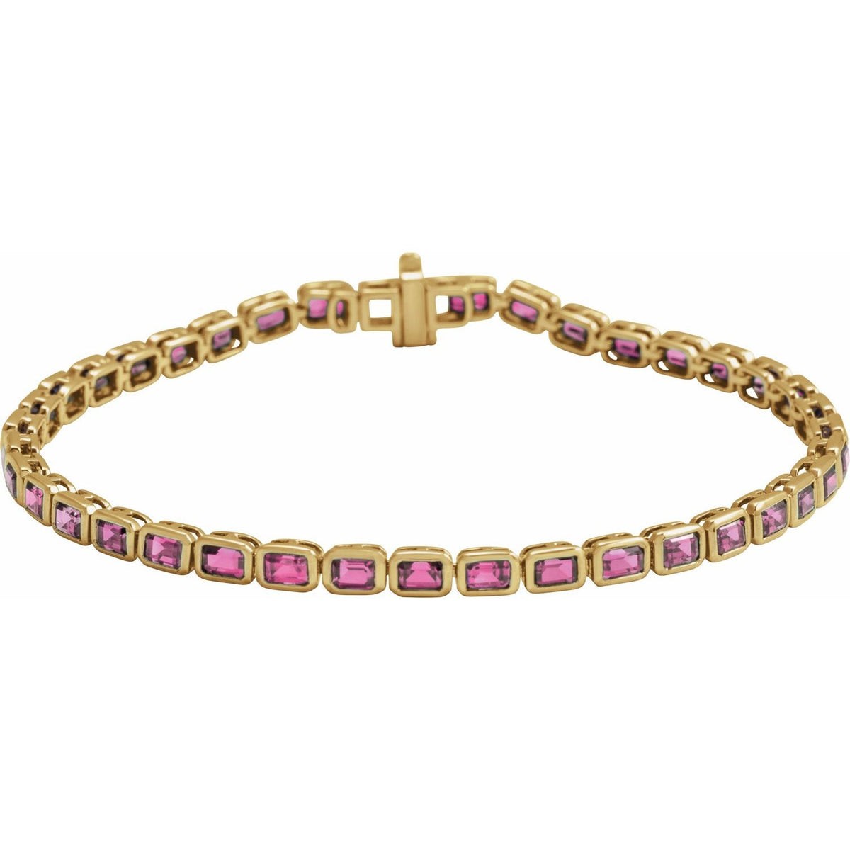 Pulseira riviera turmalina rosa – Ouro Amarelo 14k