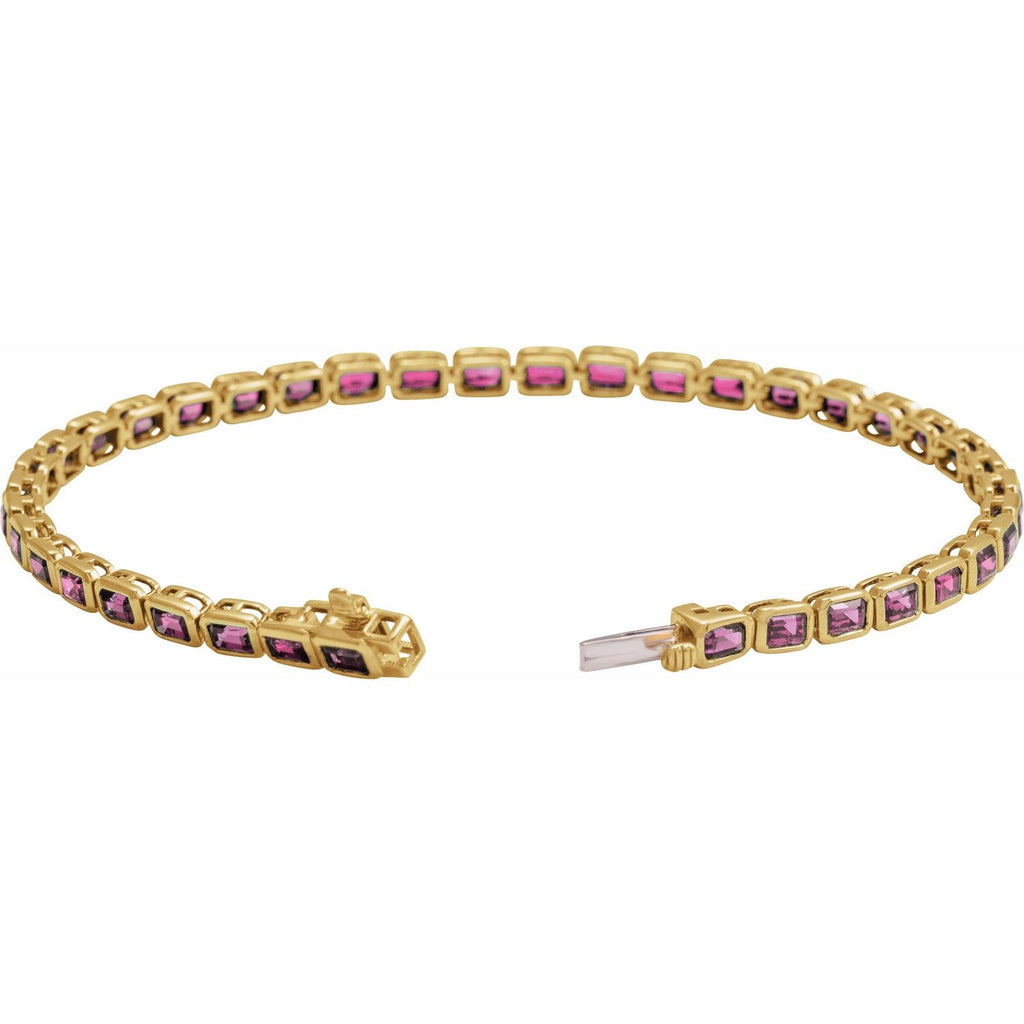 Pulseira riviera turmalina rosa – Ouro Amarelo 14k