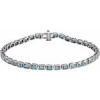 Pulseira riviera topázio azul – Ouro Branco 14k