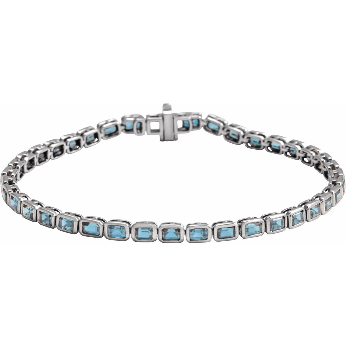 Pulseira riviera topázio azul – Ouro Branco 14k
