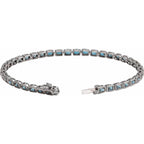 Pulseira riviera topázio azul – Ouro Branco 14k