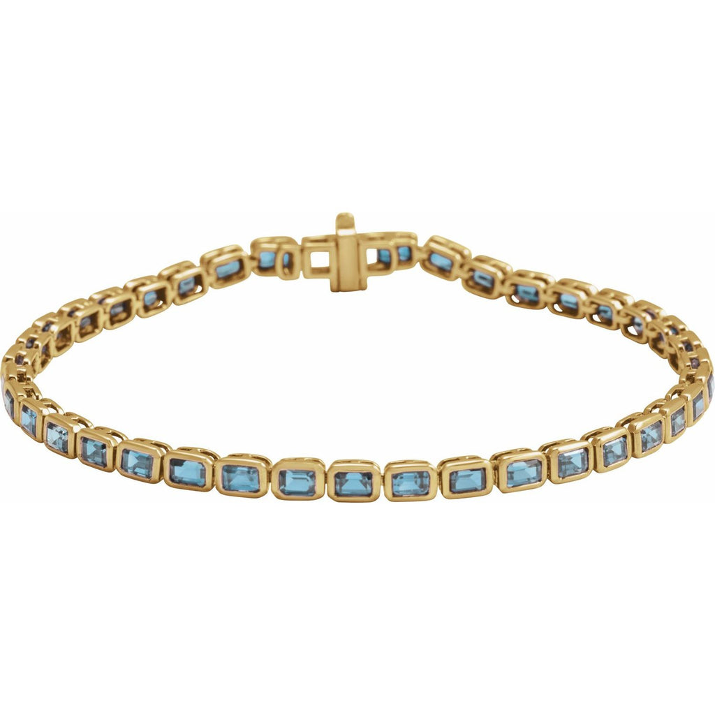 Pulseira riviera topázio azul – Ouro Amarelo 14k