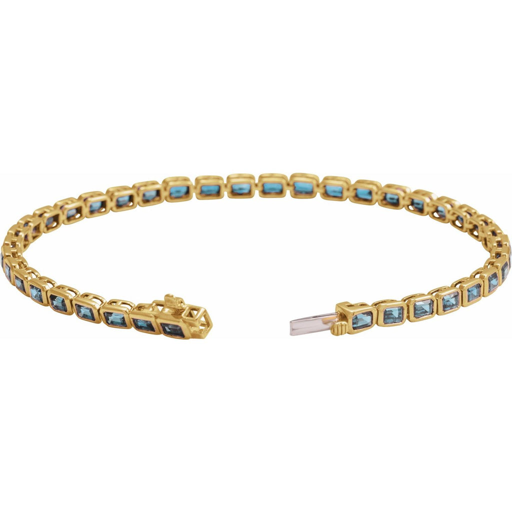 Pulseira riviera topázio azul – Ouro Amarelo 14k