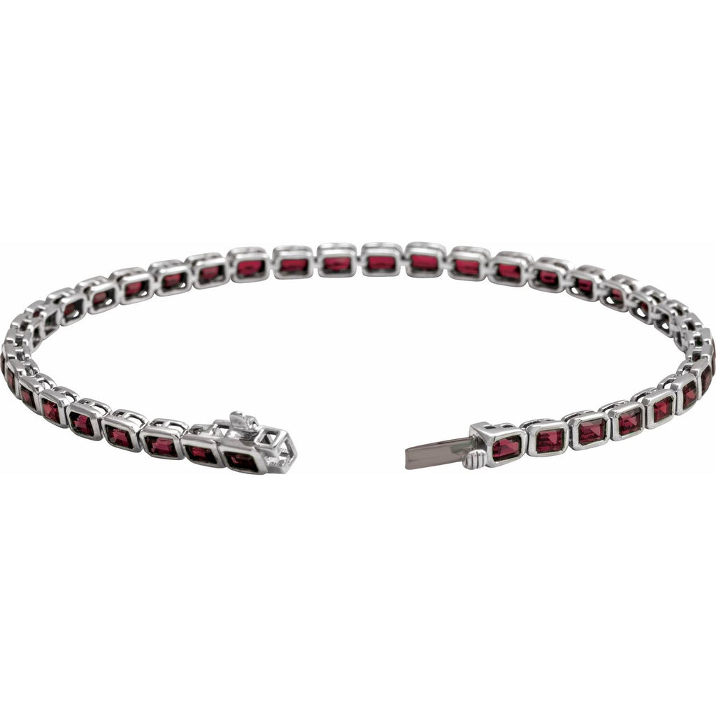 Pulseira riviera granada – Ouro Branco 14k