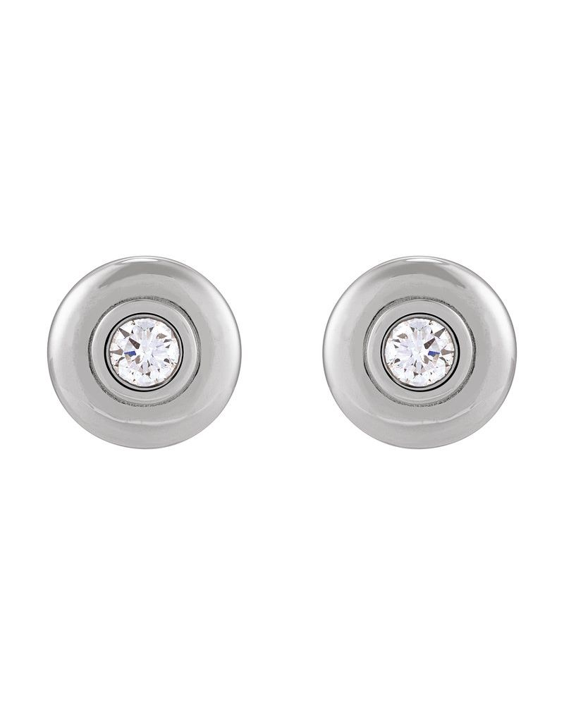 Brinco Ponto de Luz Bombê com Cravação Bezel em Ouro 14k com Diamantes de Laboratório