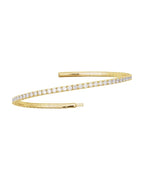 Bracelete Rígido Flexível Meio Cravejado em Ouro 14k com Diamantes de Laboratório