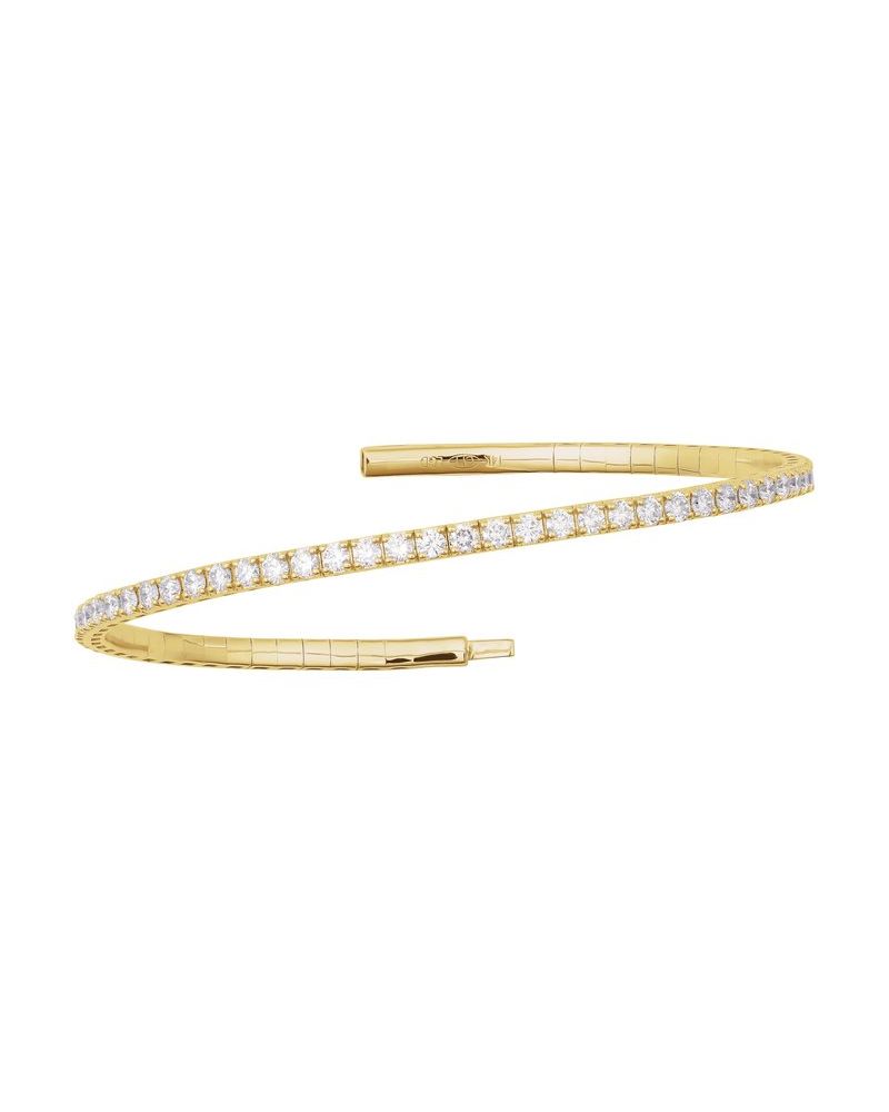 Bracelete Rígido Flexível Meio Cravejado em Ouro 14k com Diamantes de Laboratório