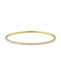 Bracelete Rígido Flexível Meio Cravejado em Ouro 14k com Diamantes de Laboratório
