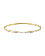 Bracelete Rígido Flexível Meio Cravejado em Ouro 14k com Diamantes de Laboratório
