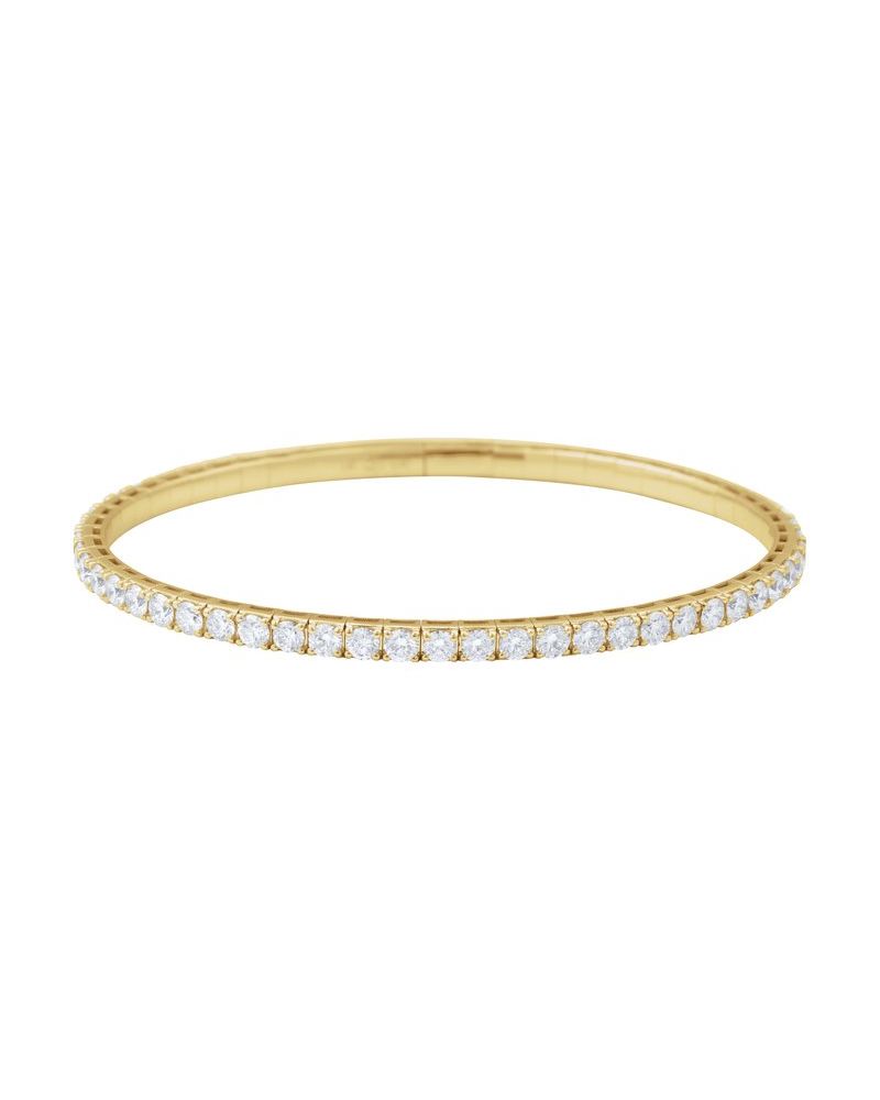 Bracelete Rígido Flexível Totalmente Cravejado em Ouro 14k com Diamantes de Laboratório