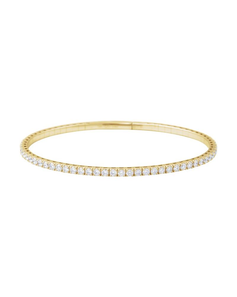 Bracelete Rígido Flexível Totalmente Cravejado em Ouro 14k com Diamantes de Laboratório