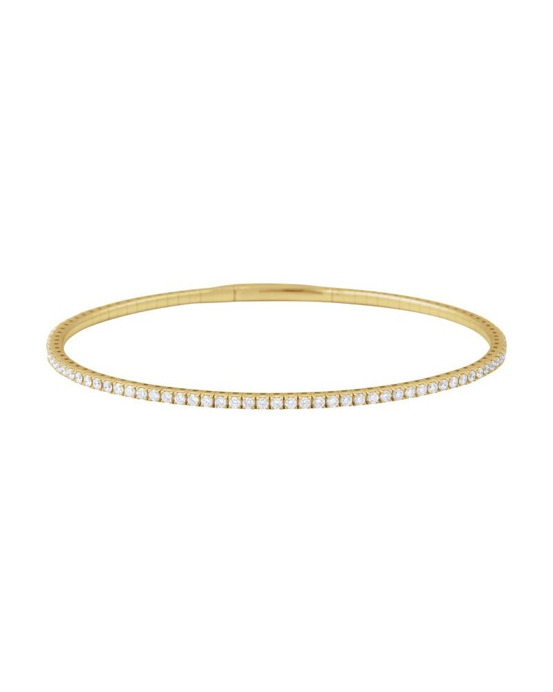 Bracelete Rígido Flexível Totalmente Cravejado em Ouro 14k com Diamantes Naturais