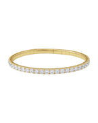 Bracelete Rígido Flexível Meio Cravejado em Ouro 14k com Diamantes de Laboratório