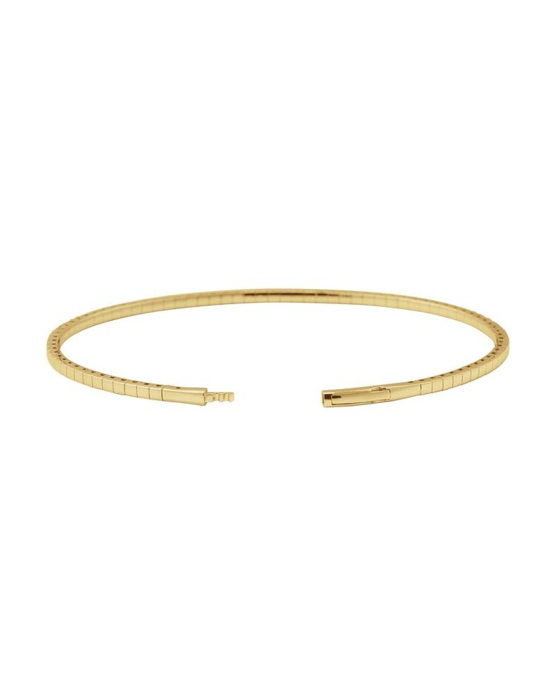 Bracelete Rígido Flexível Meio Cravejado em Ouro 14k com Diamantes de Laboratório